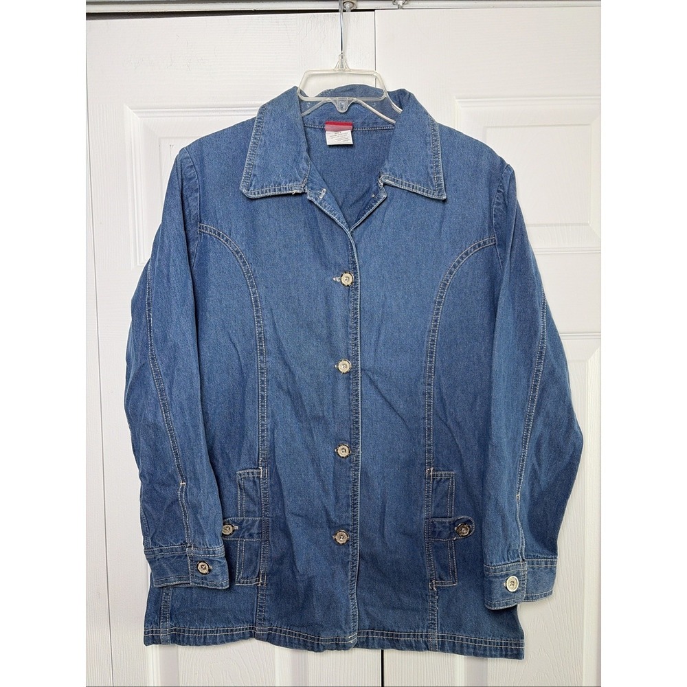 Tudor Court Vintage Denim Shacket Womens Size S Blue Button Up Jacket Cotton Y2K